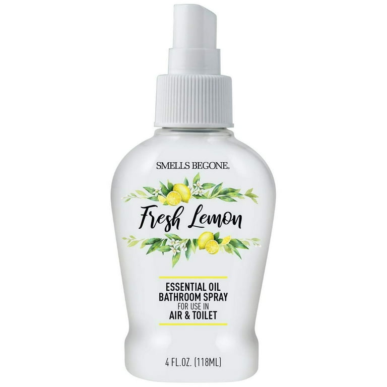 Smells Begone Essential Oil Air Freshener Bathroom Spray - Eliminates Bathroom & Toilet Odors - Made with Essential Oils - Fresh Lemon Scent - 4 Ounce
